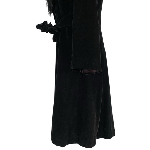 Vintage Joseph Magnin Velour Feather Collar Trim Coat Size Medium - Picture 11 of 15